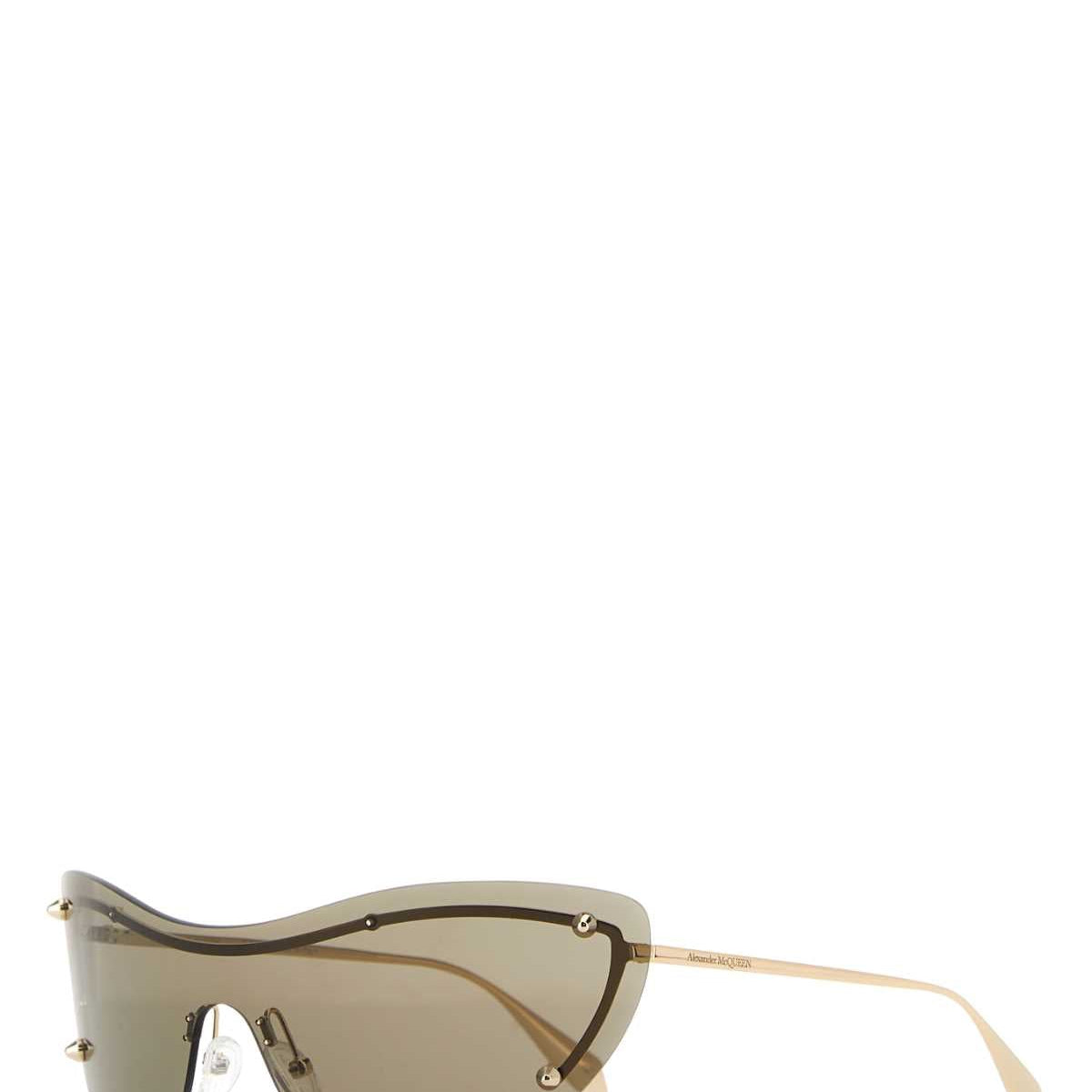 Alexander McQueen Sunglasses? Alexander Mcqueen Women Gold Metal Spike Studs Sunglasses Premium Fashion Designer Sunglasses