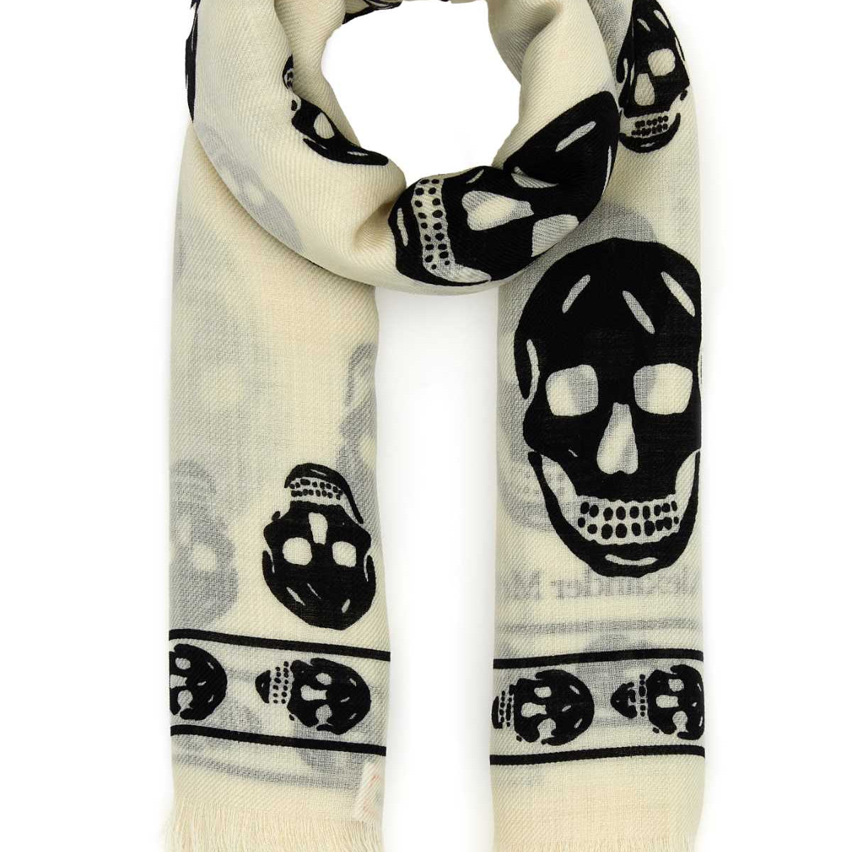 Alexander McQueen Accessories? Alexander Mcqueen Women Embroidered Wool Foulard Luxury Designer Fashion Accessory