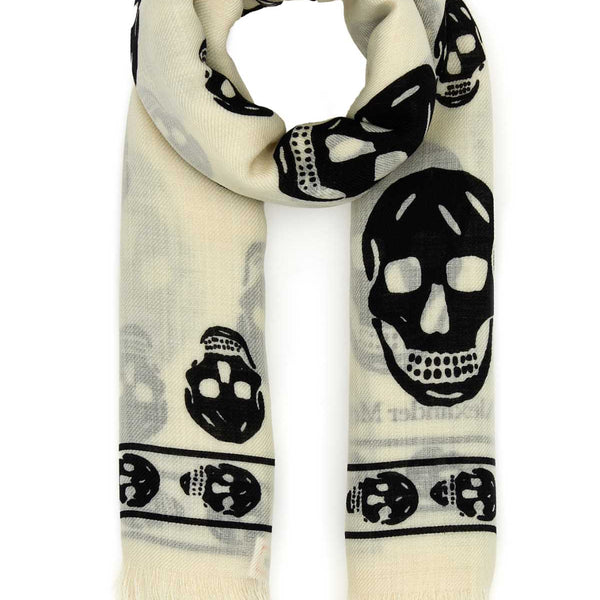 Alexander McQueen Accessories? Alexander Mcqueen Women Embroidered Wool Foulard Luxury Designer Fashion Accessory