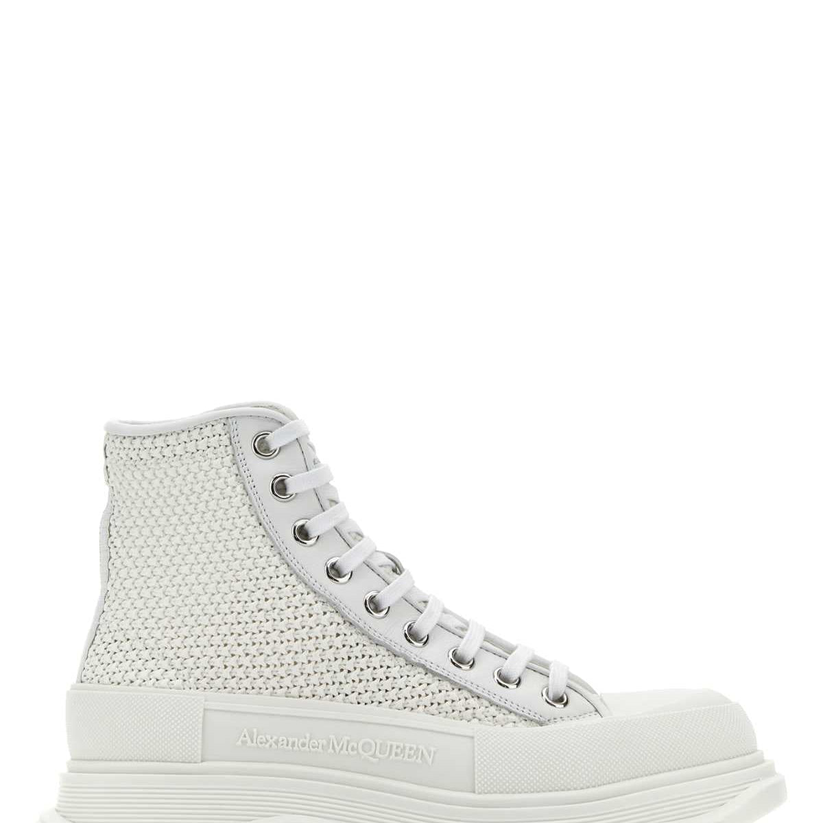 Alexander McQueen Shoes? Alexander Mcqueen Women White Raffia Tread Slick Sneakers Luxury Lifestyle Designer Footwear