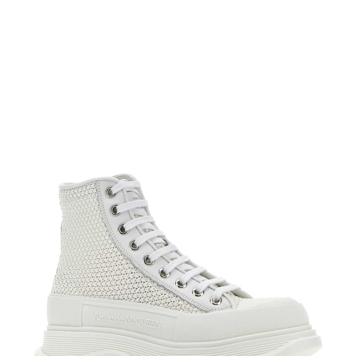 Alexander McQueen Shoes? Alexander Mcqueen Women White Raffia Tread Slick Sneakers Luxury Lifestyle Designer Footwear