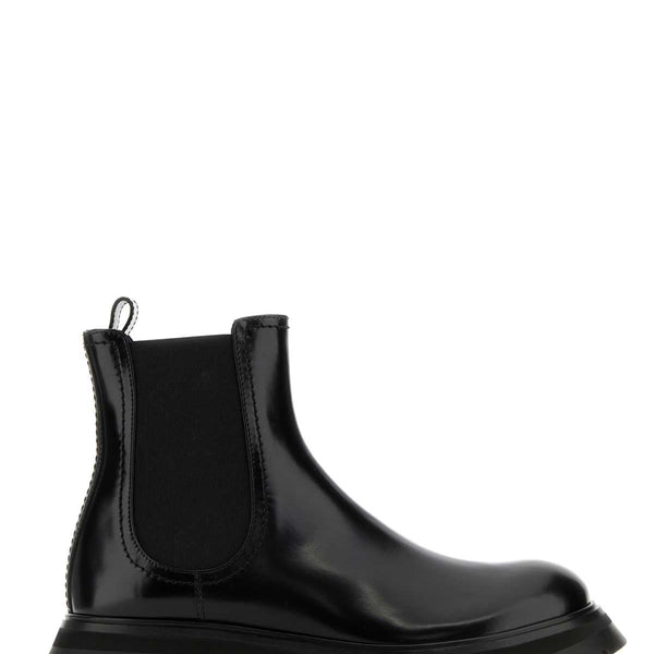 Alexander McQueen Shoes? Alexander Mcqueen Women Black Leather Ankle Boots Premium Designer Casual Shoes