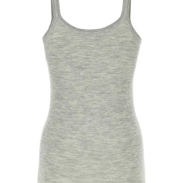 Bottega Veneta Tops? Bottega Veneta Women Melange Grey Wool Tank Top Premium Designer Casual Top