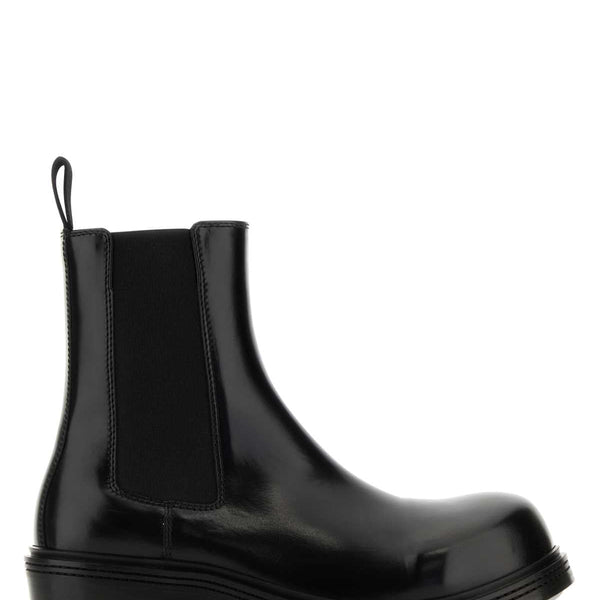 Bottega Veneta Shoes Bottega Veneta Men Black Leather Fireman Ankle Boots Comfortable Everyday Designer Shoes