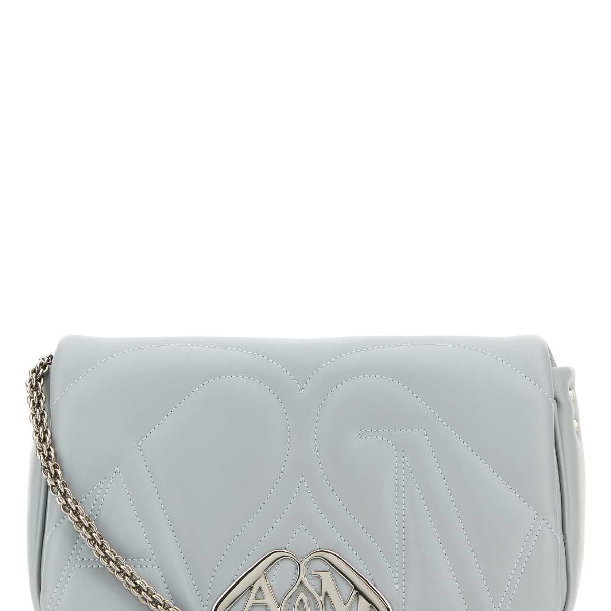 Alexander McQueen Bags? Alexander Mcqueen Women Powder Blue Leather Small Seal Shoulder Bag Luxury Designer Leather Handbag