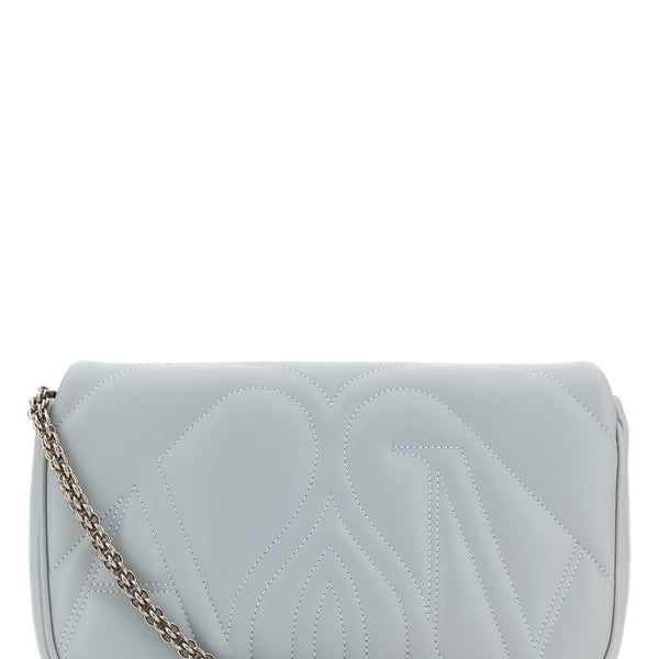 Alexander McQueen Bags? Alexander Mcqueen Women Powder Blue Leather Small Seal Shoulder Bag Luxury Designer Leather Handbag