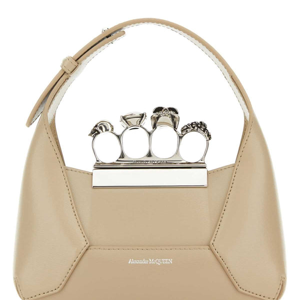 Alexander McQueen Bags? Alexander Mcqueen Women Sand Leather Mini Jewelled Hobo Handbag Premium Designer Shoulder Bag