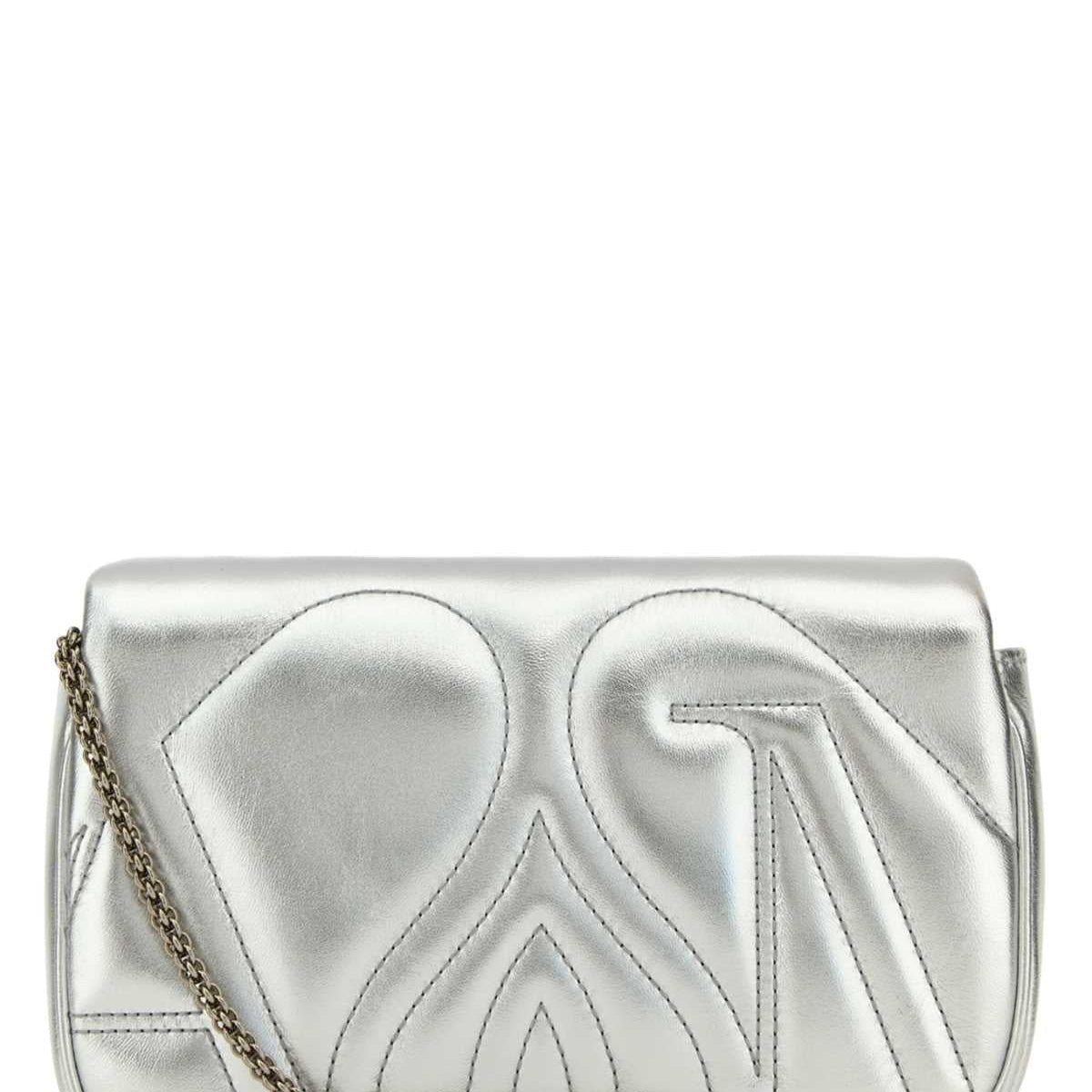 Alexander McQueen Bags? Alexander Mcqueen Women Silver Leather Mini Seal Clutch Premium Designer Shoulder Bag