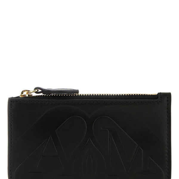 Alexander McQueen Wallets? Alexander Mcqueen Women Black Leather Card Holder Compact Luxury Card Wallet