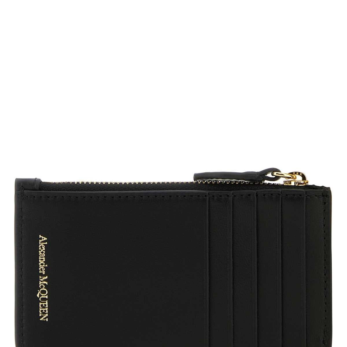 Alexander McQueen Wallets? Alexander Mcqueen Women Black Leather Card Holder Compact Luxury Card Wallet