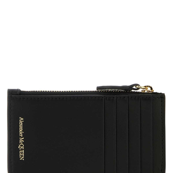 Alexander McQueen Wallets? Alexander Mcqueen Women Black Leather Card Holder Compact Luxury Card Wallet