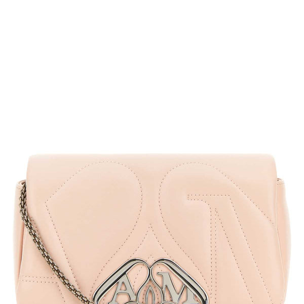 Alexander McQueen Bags? Alexander Mcqueen Women Pastel Pink Leather Mini Seal Clutch Premium Designer Shoulder Bag