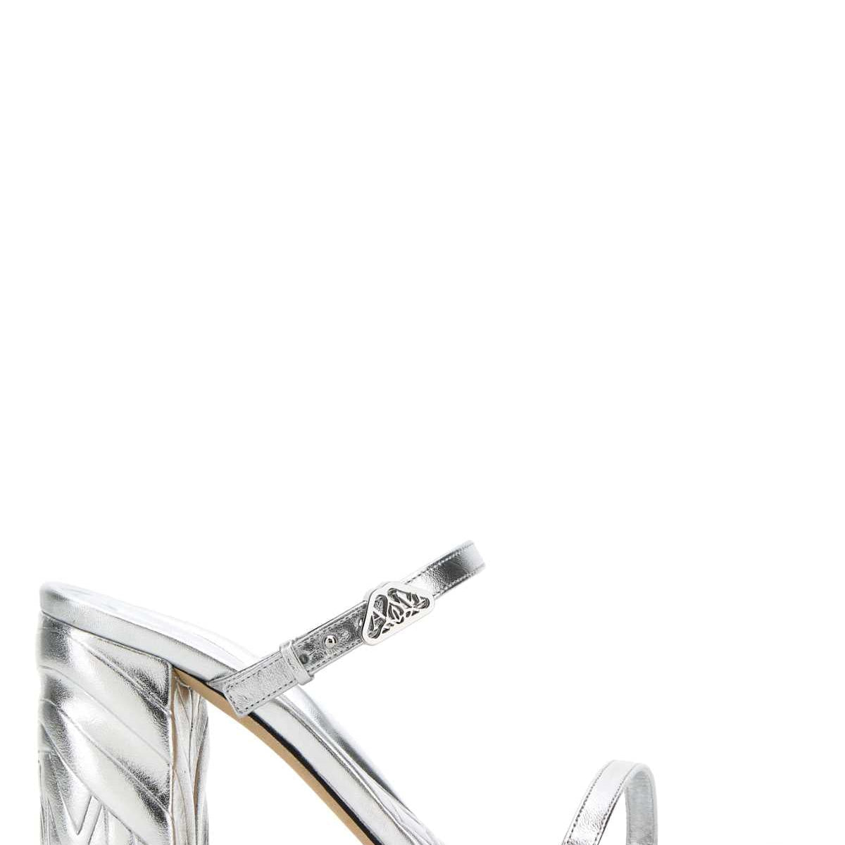 Alexander McQueen Accessories? Alexander Mcqueen Women Silver Leather Seal Mules Luxury Designer Fashion Accessory