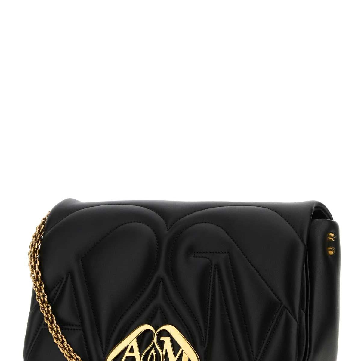 Alexander McQueen Bags? Alexander Mcqueen Women Black Leather Small Seal Shoulder Bag Premium Designer Shoulder Bag