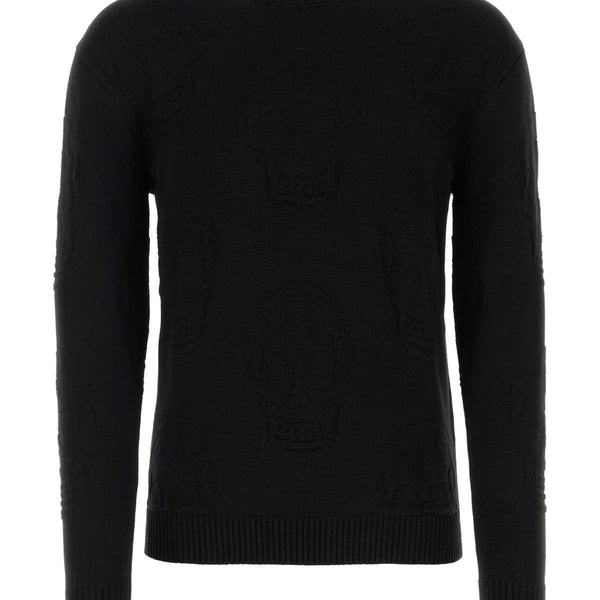 Alexander McQueen Sweaters? Alexander Mcqueen Men Black Cotton Sweater Premium Casual Designer Knitwear