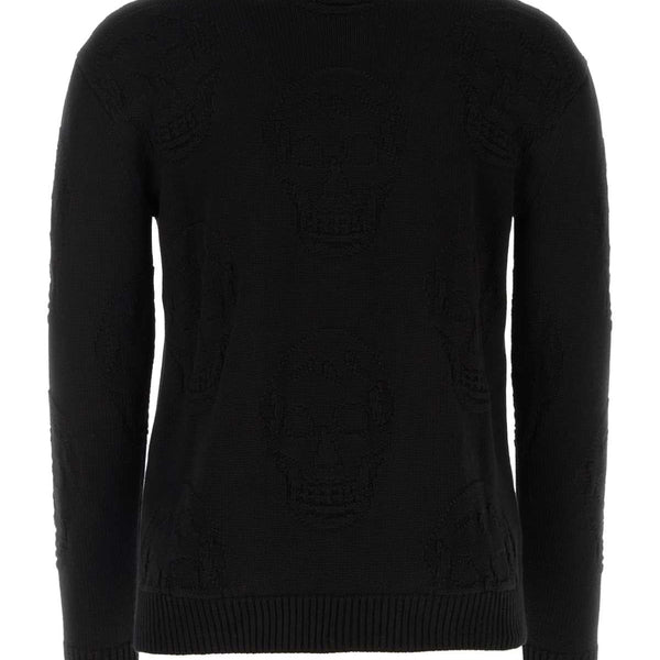 Alexander McQueen Sweaters? Alexander Mcqueen Men Black Cotton Sweater Premium Casual Designer Knitwear