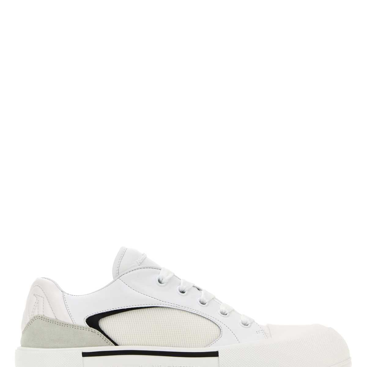 Alexander McQueen Shoes? Alexander Mcqueen Men White Canvas And Leather Plimsoll Sneakers Comfortable Everyday Designer Shoes