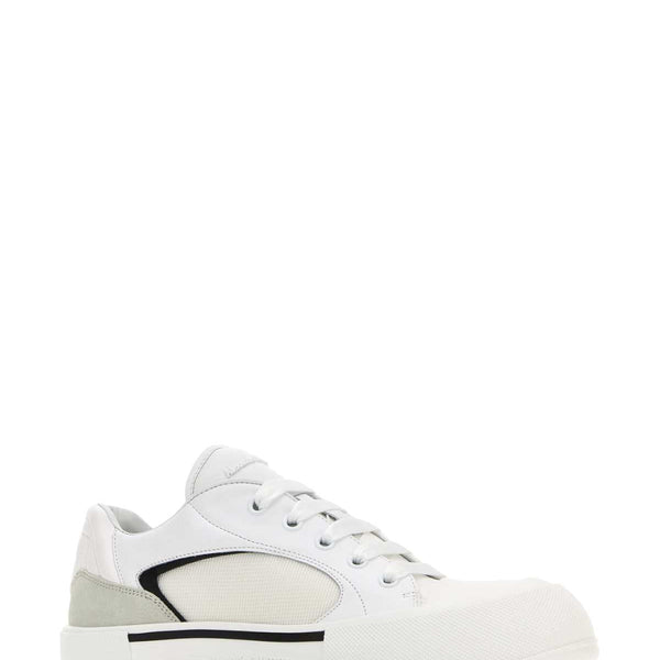 Alexander McQueen Shoes? Alexander Mcqueen Men White Canvas And Leather Plimsoll Sneakers Comfortable Everyday Designer Shoes