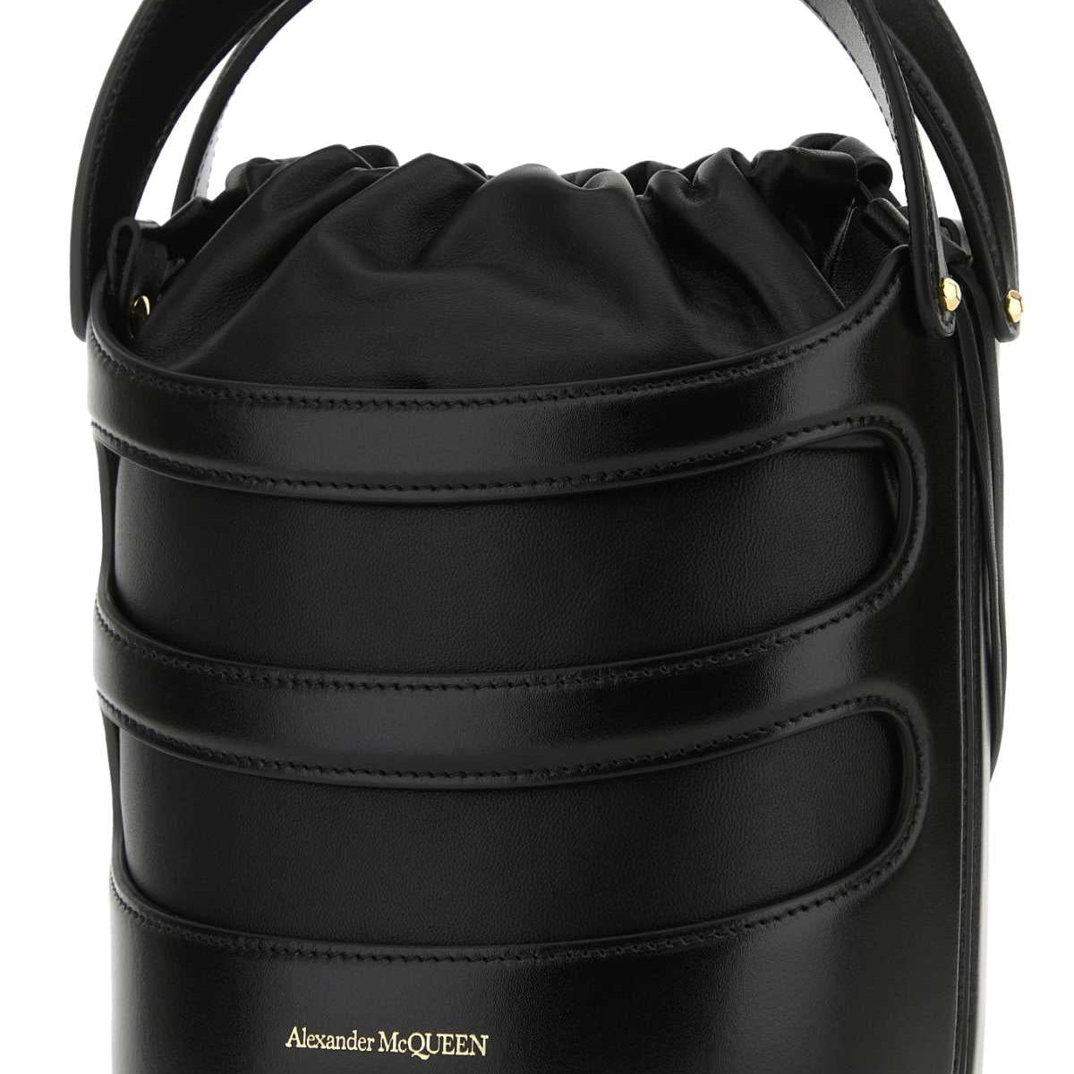 Alexander McQueen Bags? Alexander Mcqueen Women Black Leather The Rise Bucket Bag Elegant Everyday Designer Handbag