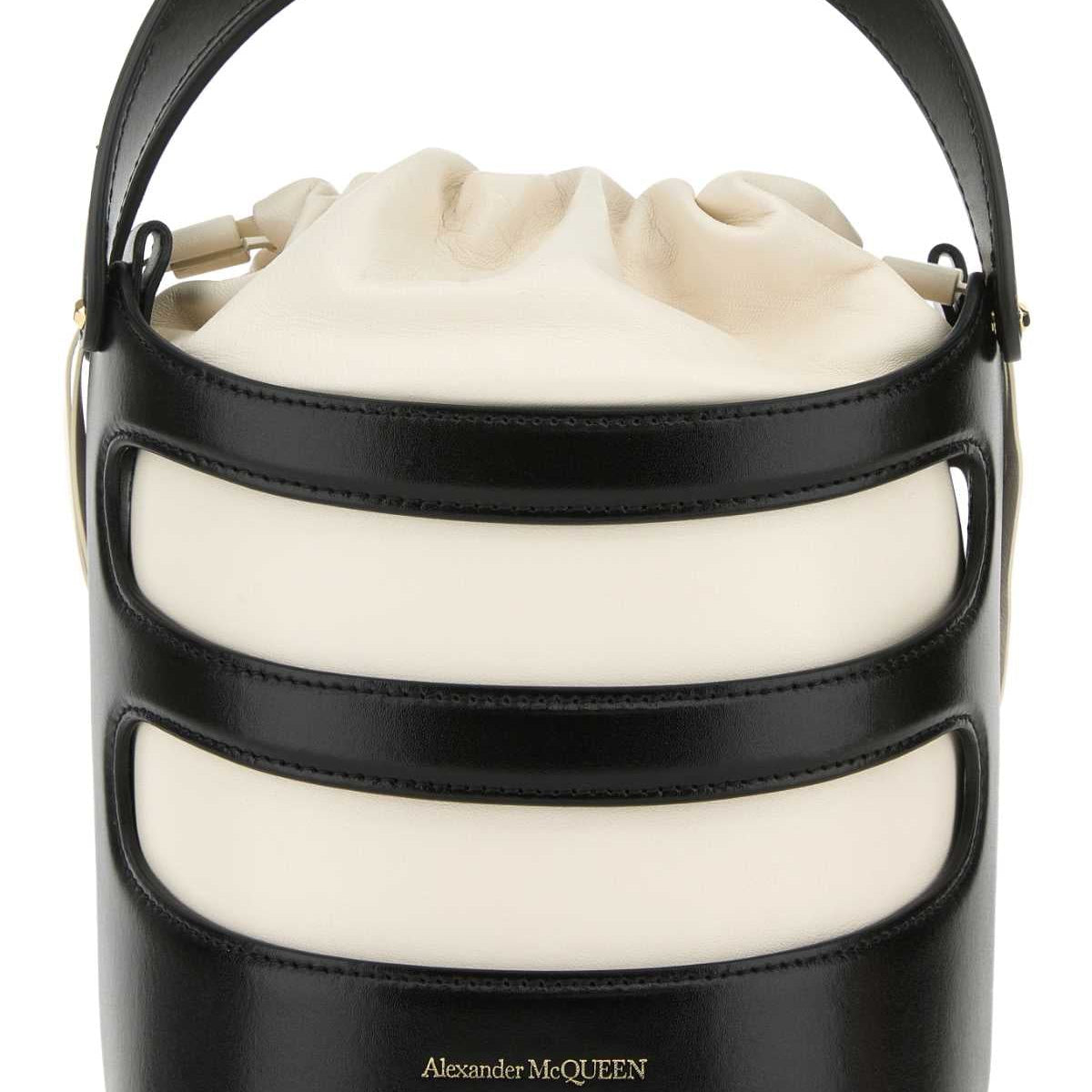 Alexander McQueen Bags? Alexander Mcqueen Women Two-Tone Leather The Rise Bucket Bag Elegant Everyday Designer Handbag