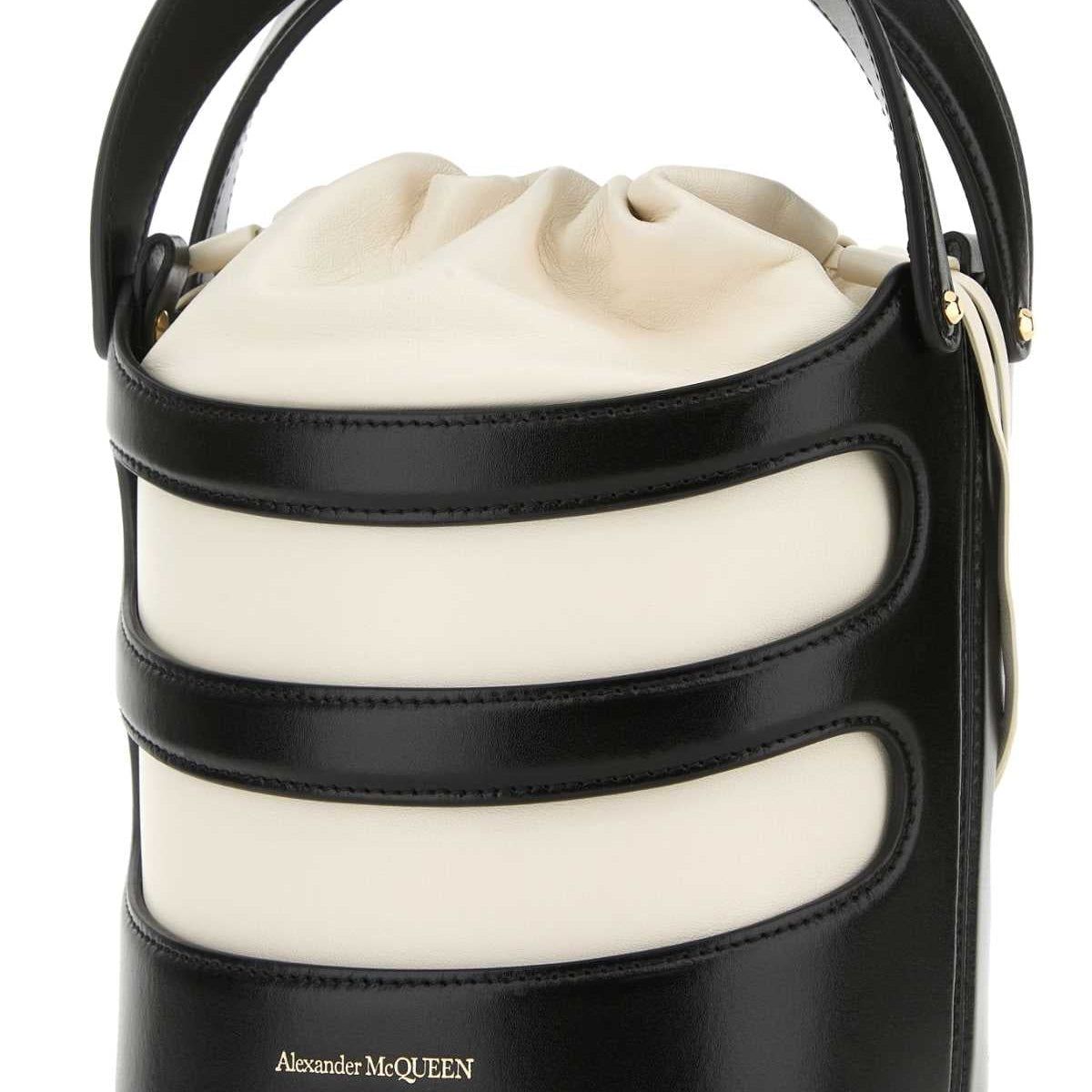 Alexander McQueen Bags? Alexander Mcqueen Women Two-Tone Leather The Rise Bucket Bag Elegant Everyday Designer Handbag