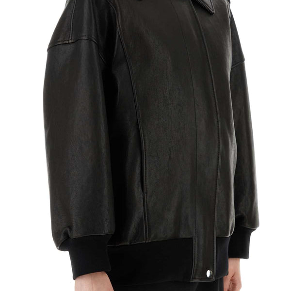 Alexander McQueen Jackets? Alexander Mcqueen Women Black Leather Oversize Jacket Premium Casual Designer Jacket