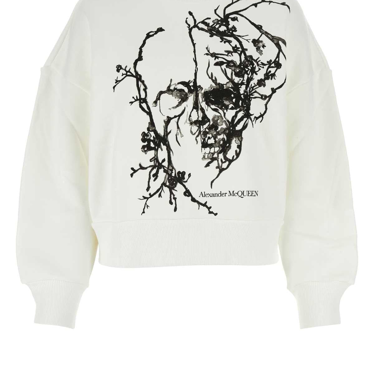 Alexander McQueen Hoodies? Alexander Mcqueen Women White Cotton Sweatshirt Comfortable Luxury Streetwear Hoodie