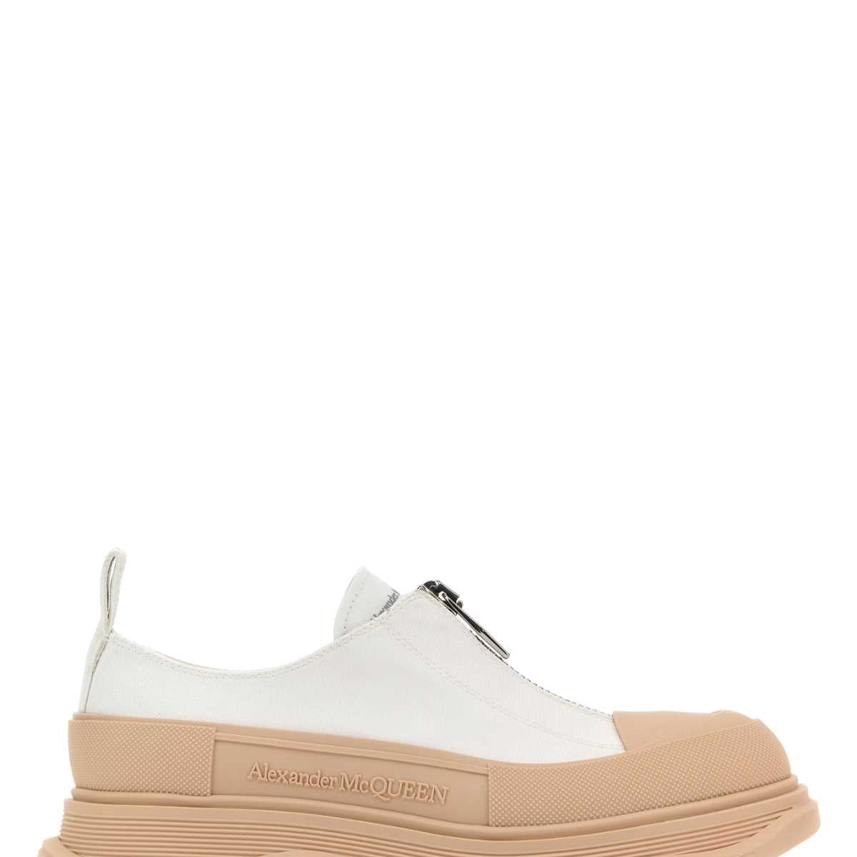 Alexander McQueen Shoes? Alexander Mcqueen Women Two-Tone Canvas Tread Slick Sneakers Luxury Lifestyle Designer Footwear