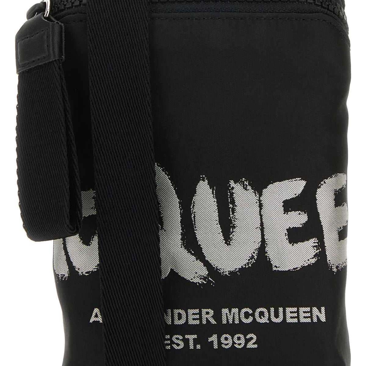 Alexander McQueen Bags? Alexander Mcqueen Men Black Fabric Mcqueen Graffiti Crossbody Bag Premium Designer Shoulder Bag