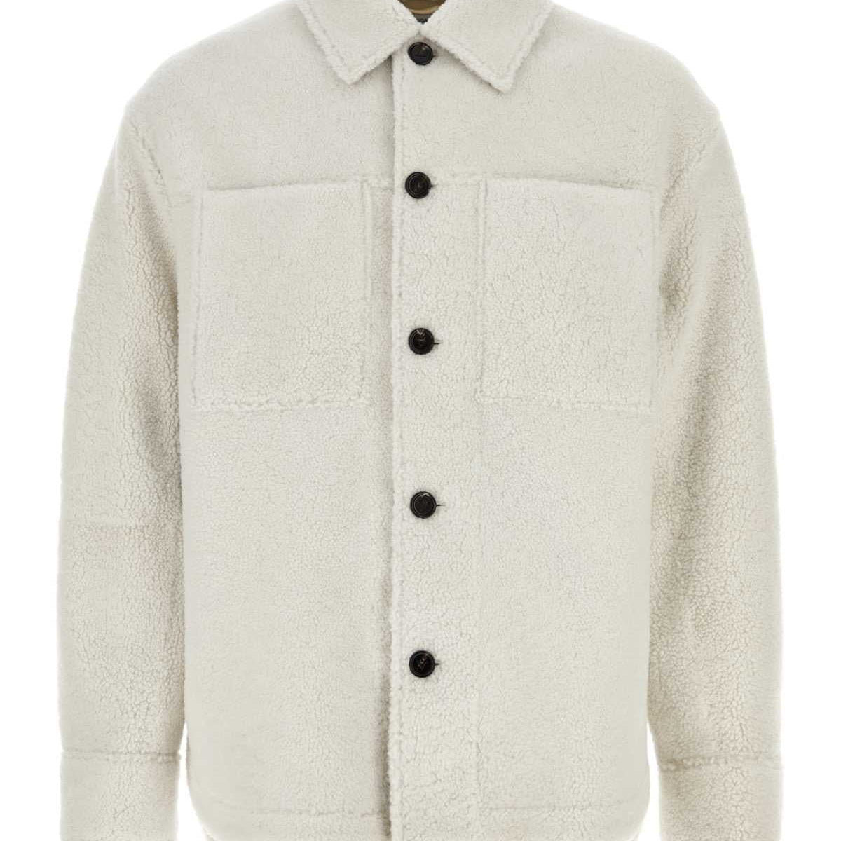 Bottega Veneta Tops? Bottega Veneta Men Chalk Shearling Oversize Shirt Premium Designer Casual Top