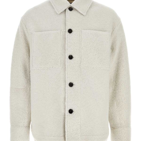 Bottega Veneta Tops? Bottega Veneta Men Chalk Shearling Oversize Shirt Premium Designer Casual Top