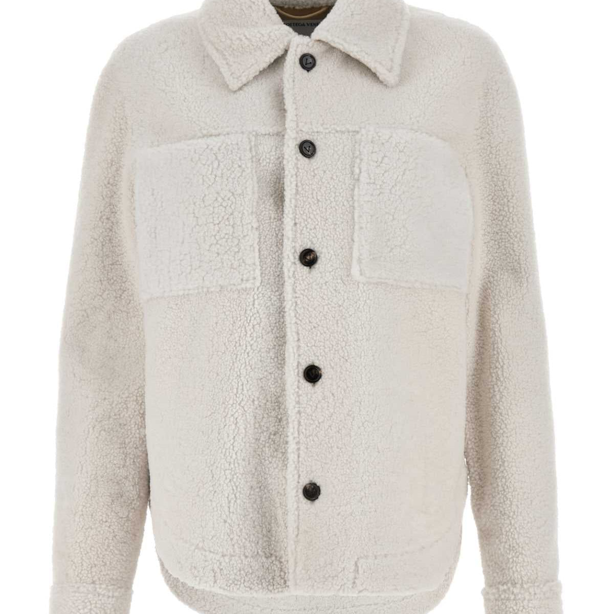 Bottega Veneta Tops? Bottega Veneta Women Chalk Shearling Oversize Shirt Premium Designer Casual Top