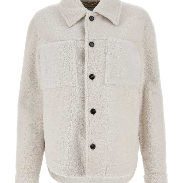 Bottega Veneta Tops? Bottega Veneta Women Chalk Shearling Oversize Shirt Premium Designer Casual Top