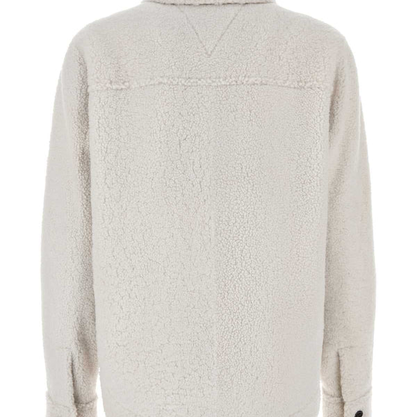Bottega Veneta Tops? Bottega Veneta Women Chalk Shearling Oversize Shirt Premium Designer Casual Top