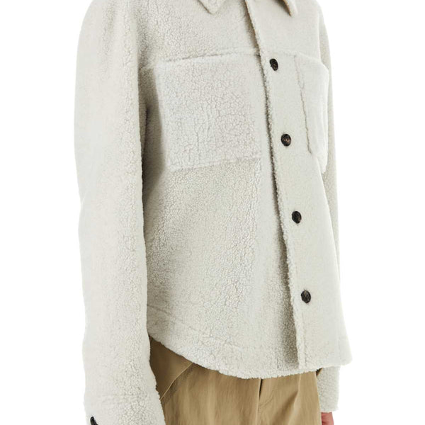 Bottega Veneta Tops? Bottega Veneta Women Chalk Shearling Oversize Shirt Premium Designer Casual Top