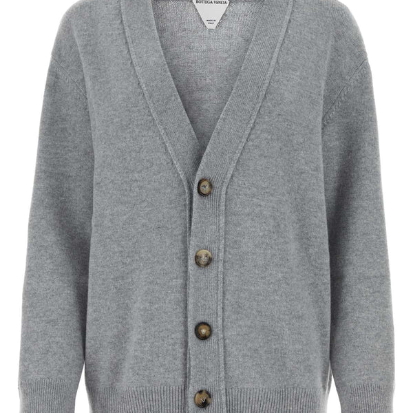 Bottega Veneta Sweaters? Bottega Veneta Women Grey Stretch Cashmere Blend Cardigan Premium Casual Designer Knitwear