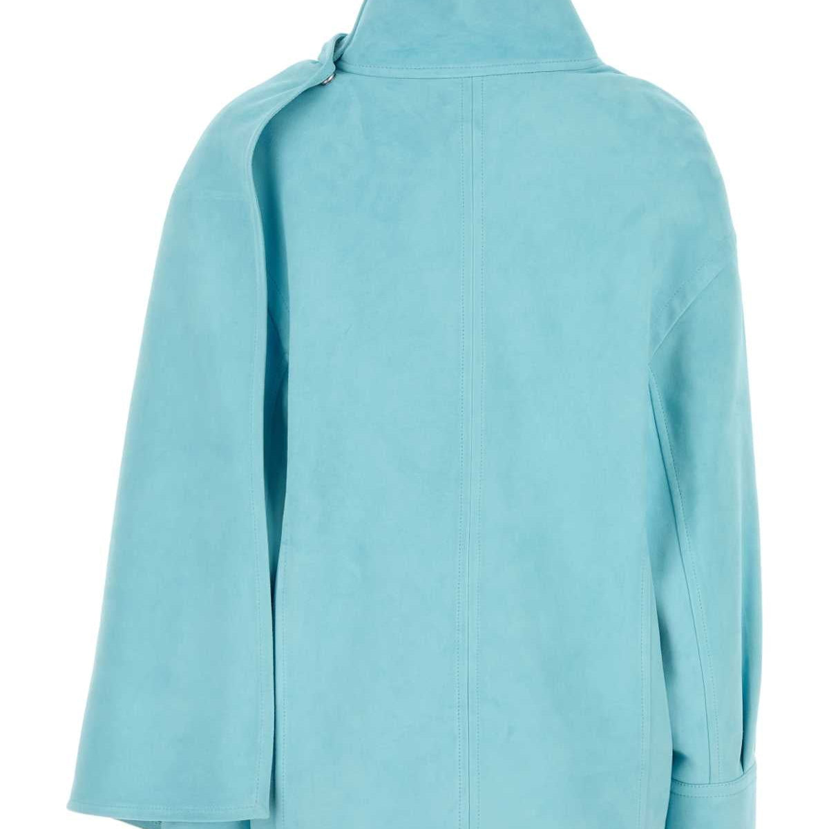 Bottega Veneta Tops? Bottega Veneta Women Light Blue Leather Blouse Elegant Everyday Designer Top