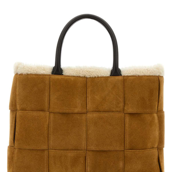 Bottega Veneta Bags? Bottega Veneta Men Camel Suede Small Arco Shopping Bag Luxury Designer Leather Handbag