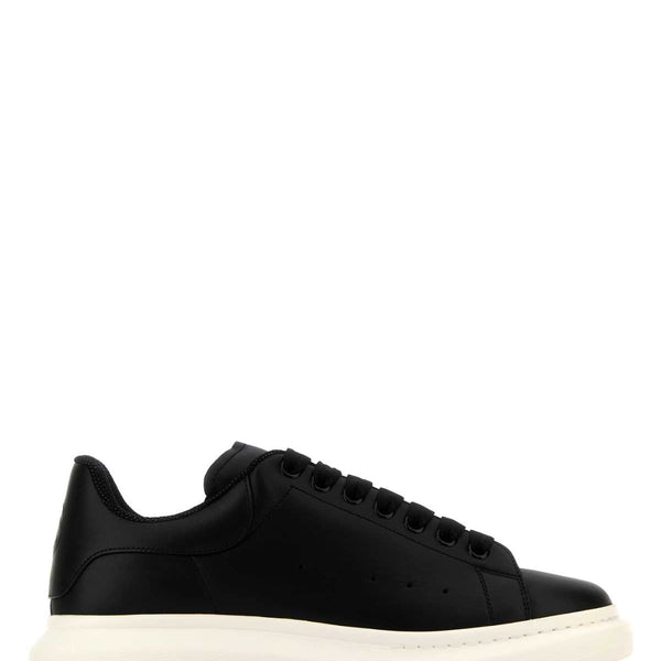 Alexander McQueen Shoes? Alexander Mcqueen Men Black Leather Sneakers With Black Leather Heel Premium Designer Casual Shoes