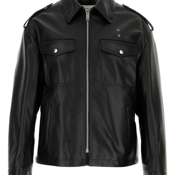 Alexander McQueen Jackets? Alexander Mcqueen Men Black Leather Jacket Luxury Designer Outerwear Jacket