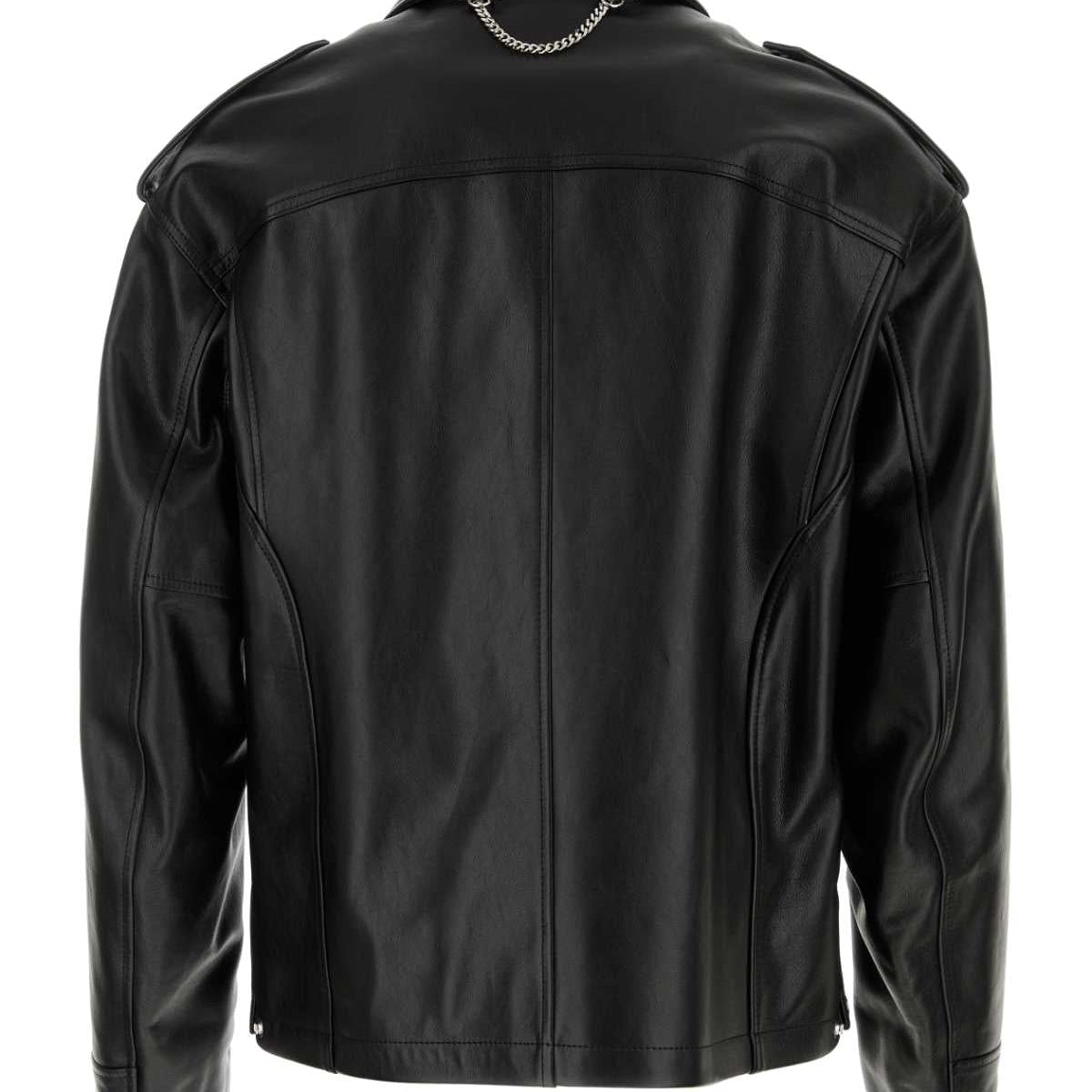 Alexander McQueen Jackets? Alexander Mcqueen Men Black Leather Jacket Luxury Designer Outerwear Jacket