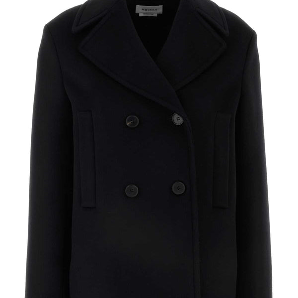Alexander McQueen Jackets? Alexander Mcqueen Women Black Felt Coat Luxury Designer Outerwear Jacket