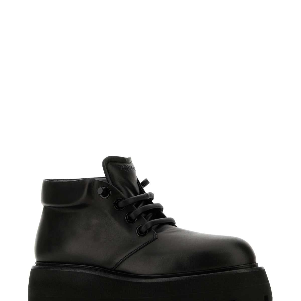 Alexander McQueen Shoes? Alexander Mcqueen Men Black Nappa Leather Sofa Lace-Up Shoes Comfortable Everyday Designer Shoes