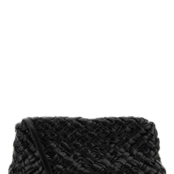 Bottega Veneta Bags? Bottega Veneta Women Black Leather Kalimero Cha-Cha Clutch Premium Designer Shoulder Bag