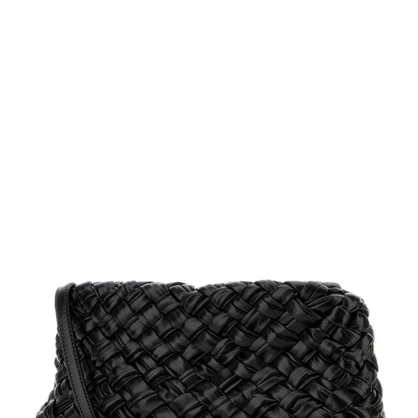 Bottega Veneta Bags? Bottega Veneta Women Black Leather Kalimero Cha-Cha Clutch Premium Designer Shoulder Bag