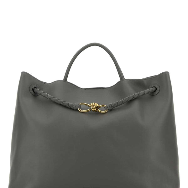 Bottega Veneta Bags? Bottega Veneta Women Dark Grey Leather Large Andiamo Shopping Bag Luxury Designer Leather Handbag