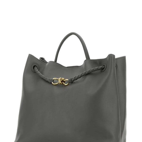 Bottega Veneta Bags? Bottega Veneta Women Dark Grey Leather Large Andiamo Shopping Bag Luxury Designer Leather Handbag