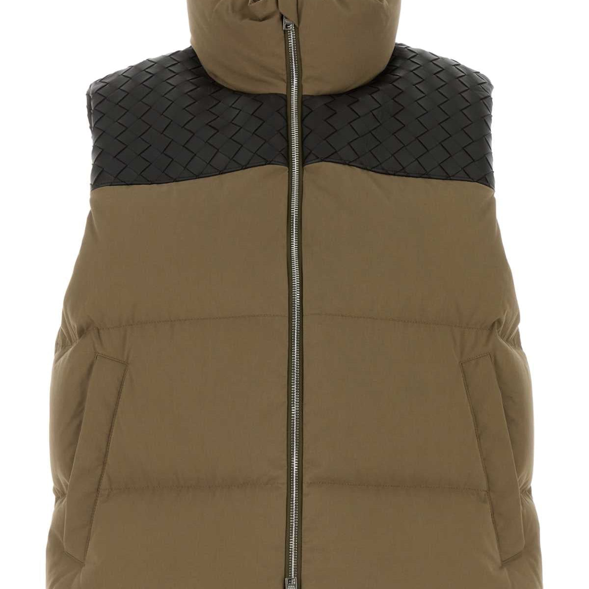 Bottega Veneta Vests? Bottega Veneta Women Khaki Cotton Padded Vest Premium Designer Layering Vest