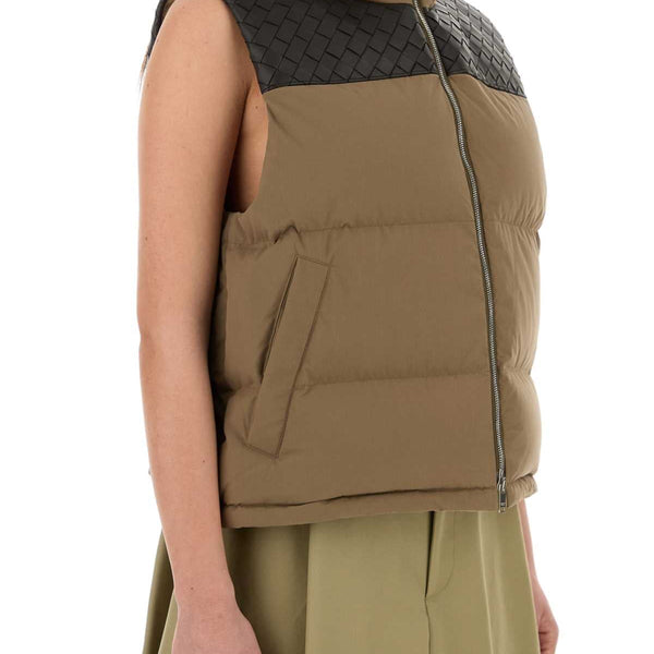 Bottega Veneta Vests? Bottega Veneta Women Khaki Cotton Padded Vest Premium Designer Layering Vest