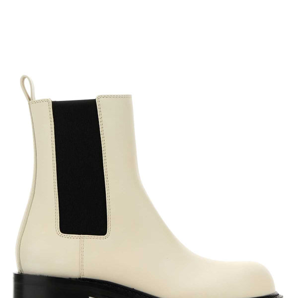 Bottega Veneta Shoes Bottega Veneta Women Ivory Leather Cliff Ankle Boots Comfortable Everyday Designer Shoes
